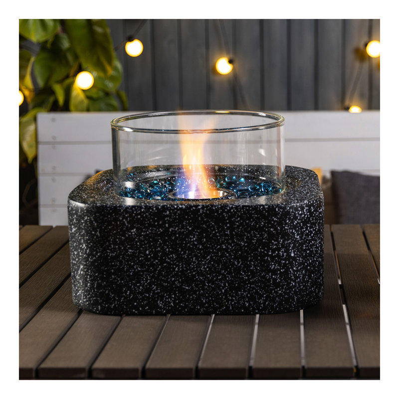 Tabletop Fire Pit with Glass Wind Guard