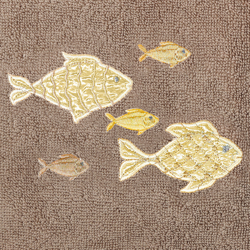 FIGI 3PC Embellished Towel Set 3 Piece Turkish Cotton Towel Set, Cocoa