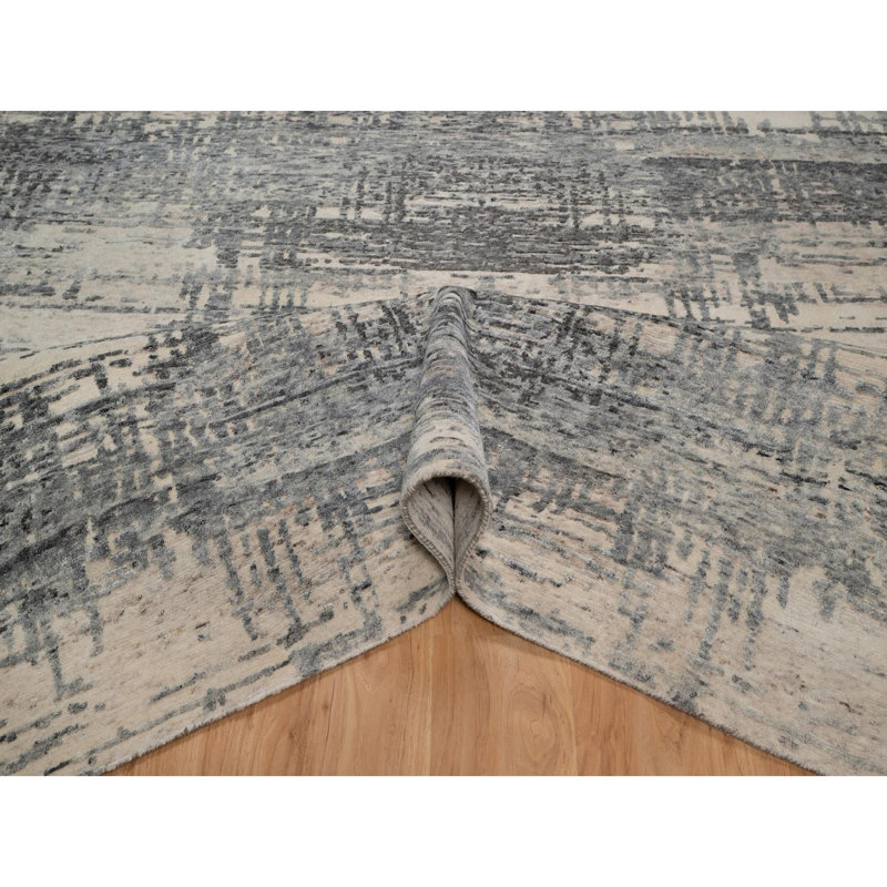 Tapis oriental blanc moderne en laine nouée à la main 8 pi x 10 pi 1 po 8 pi x 10 pi 1 po