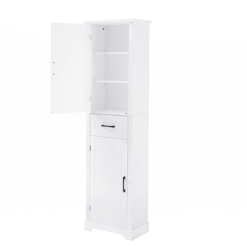 Tall Bathroom Storage Cabinet With Adjustable Shelves, White