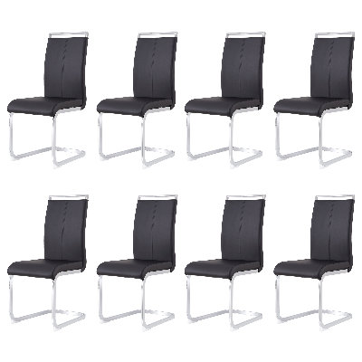 Modern High-Back Faux Leather Cantilever Dining Chairs with Metal Base (Set of 8)