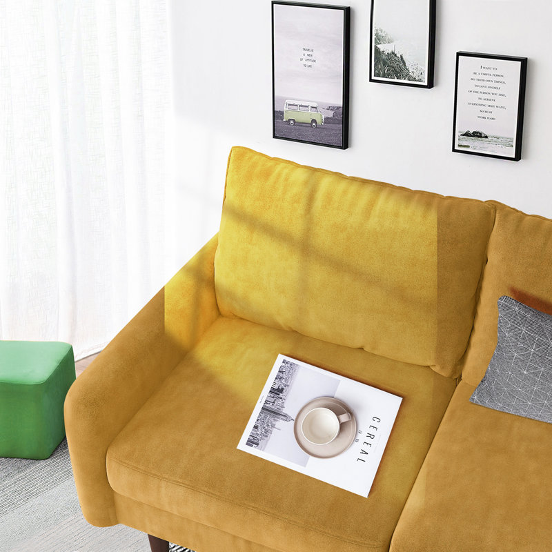 Marick Wide Round Arms Small Apartment Loveseat, Ginger Velvet, 56.3" W