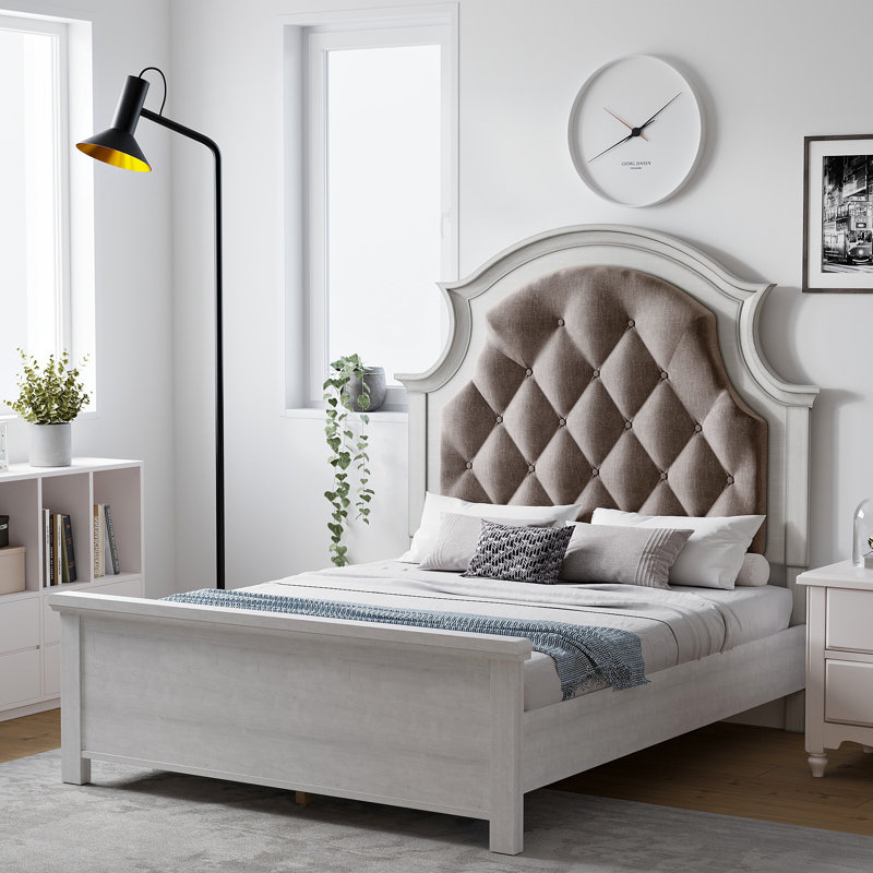 Blake Solid Wood Full Bed with Upholstered Headboard - Modern Wingback Design in Velvet