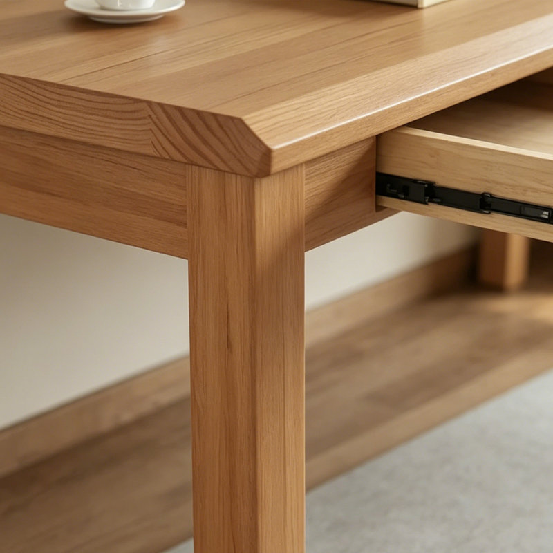 Burlywood Solid Pine Storage Rectangle Desk, 29.5" H x 70.87" W x 19.7" D