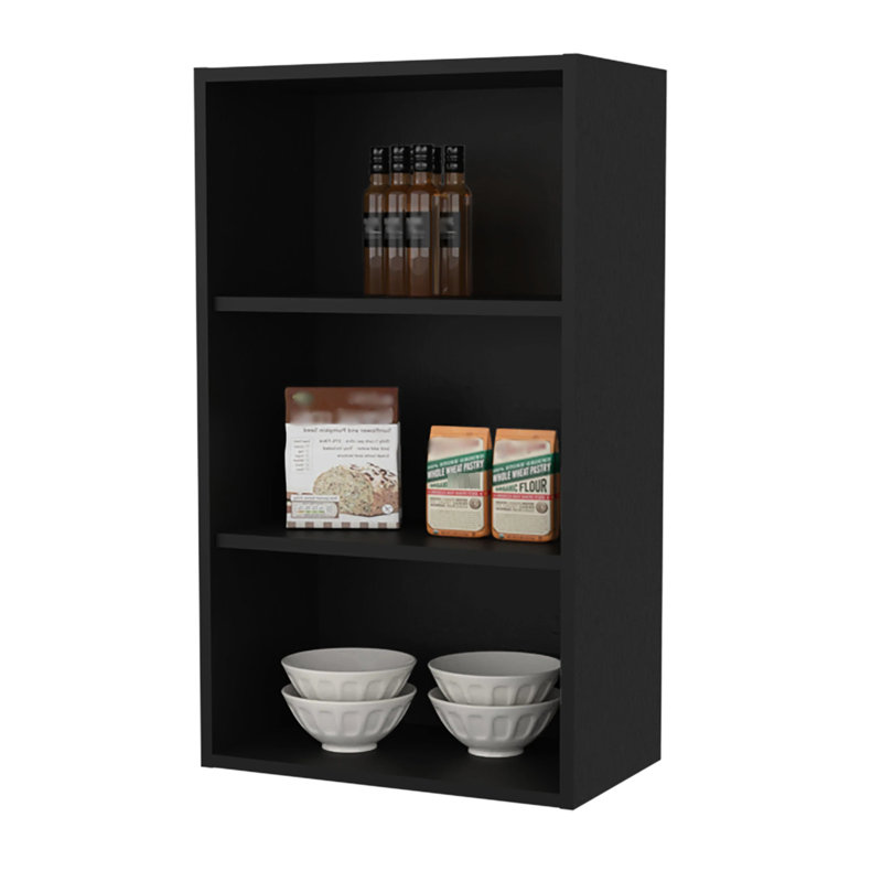 Armoire murale moderne noire avec beaucoup de rangement - 3 à 4 tablettes, 36 po x 21 po x 12 po, à gratter, pour la cuisine et l'organisation