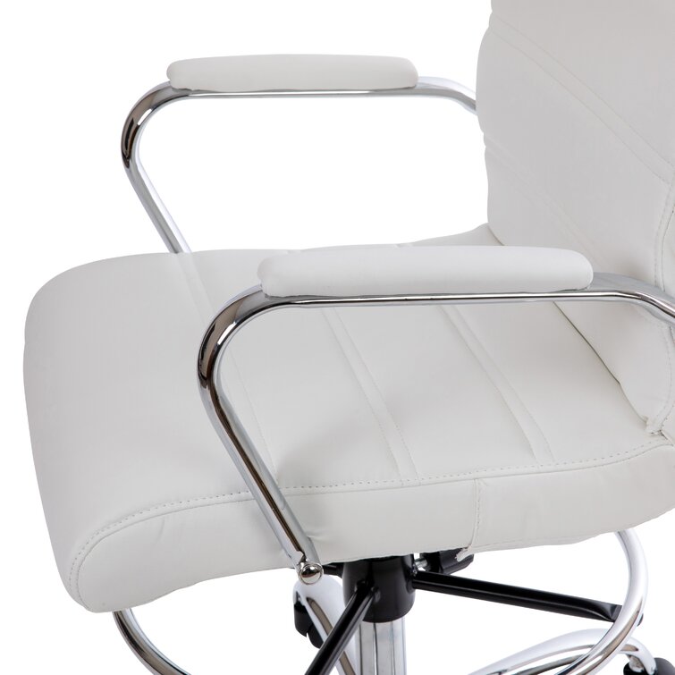 Studio 55D Lealand White and Chrome Low Back Desk Chair