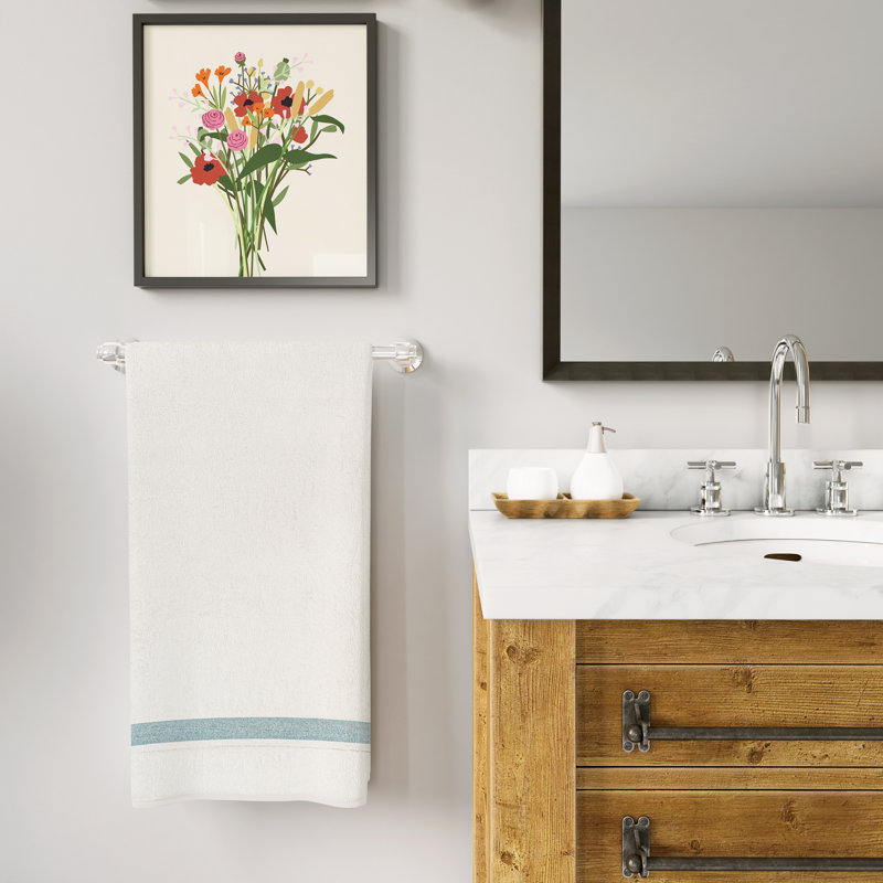Plush Bath Towel, Blue/White, 1