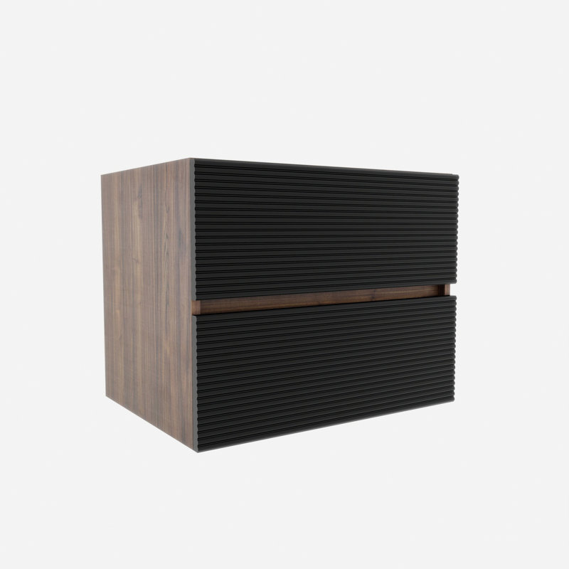 Armoire de salle de bain avec tiroirs, armoire de salle de bain flottante murale pour salle de bain moderne, Noyer