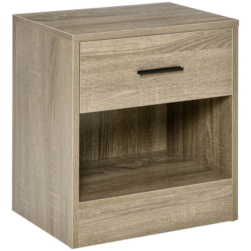 Table d'appoint, petite table de bout avec tablette de rangement et tiroir, table de chevet moderne pour la chambre à coucher ou le salon