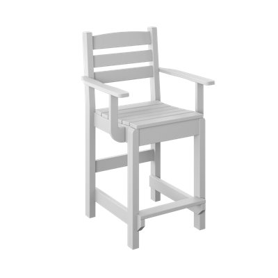 Chaise capitaine Polybird, à hauteur de comptoir, blanc