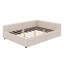 Lit de jour rembourré avec 2 tiroirs et port USB, canapé-lit en L, lit plateforme capitonné en lin-1390329005
