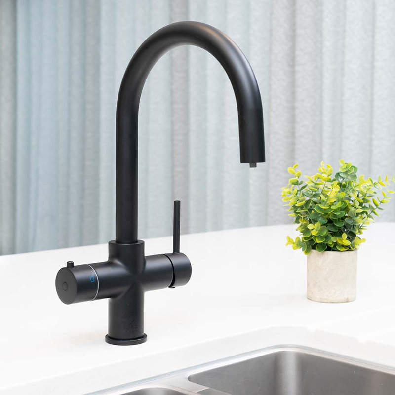 4-in-1 Instant Boiling and Filtered Water Tap - C Shape - 2.4 Litre Boiler, Matte Black