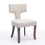 Ensemble de chaises de salle à manger de style Mid-Century moderne, ensemble de 2 chaises d'appoint rembourrées en tissu de lin ferme avec dossier en cuivre, chaises de cuisine avec structure en bois franc-1406849369