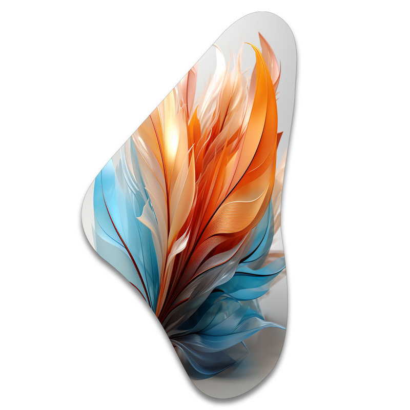 Ines - art mural asymétrique en métal Boomerang Feathers, H 31 po x l 17 po