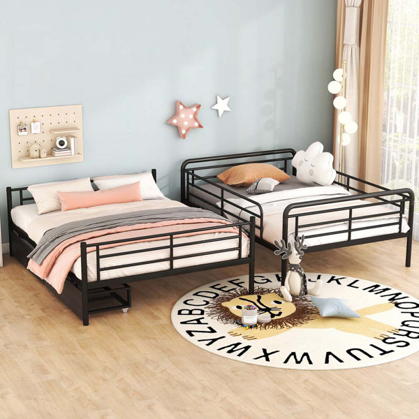 Isabelle & Max™ Full XL Over Queen Metal Bunk Bed with 2 Drawers | Wayfair
