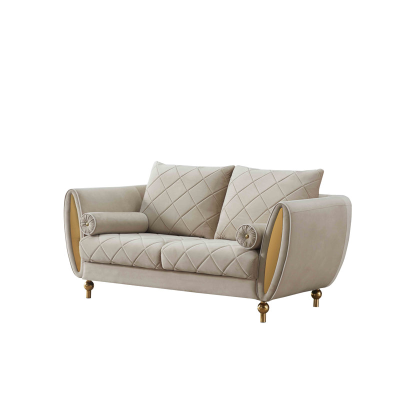 Sipario Vita Velvet Loveseat, Beige