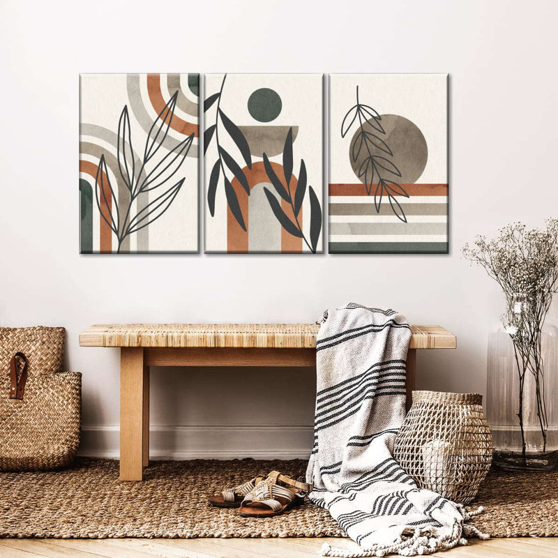Ensemble de 3 pièces sur toile Nature Geometric Abstract VII, H 39 po x l 80 po x P 1,25 po