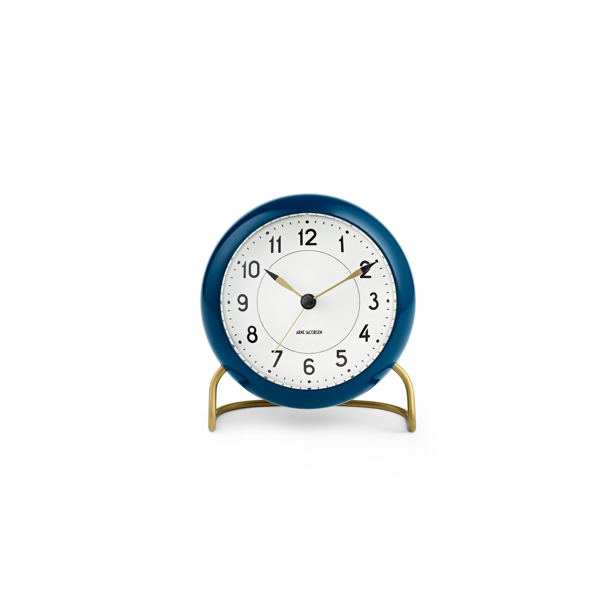 Station Analog Electric Alarm Tabletop Clock, White/Teal/Gold