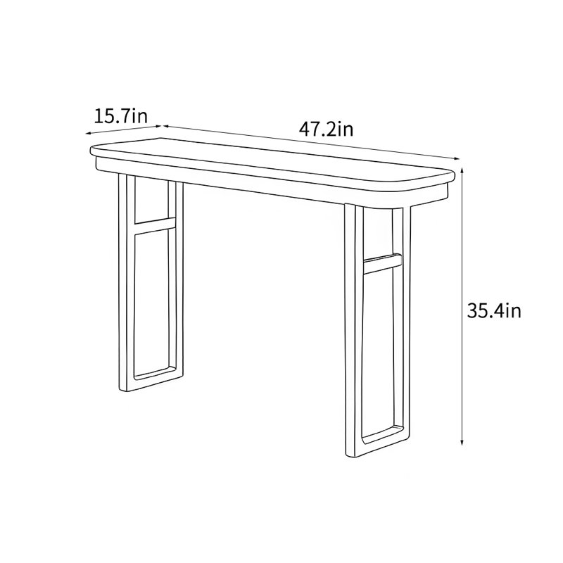 Console simple de style chinois, H 35,4 po x l 47,2 po x P 15,7 po