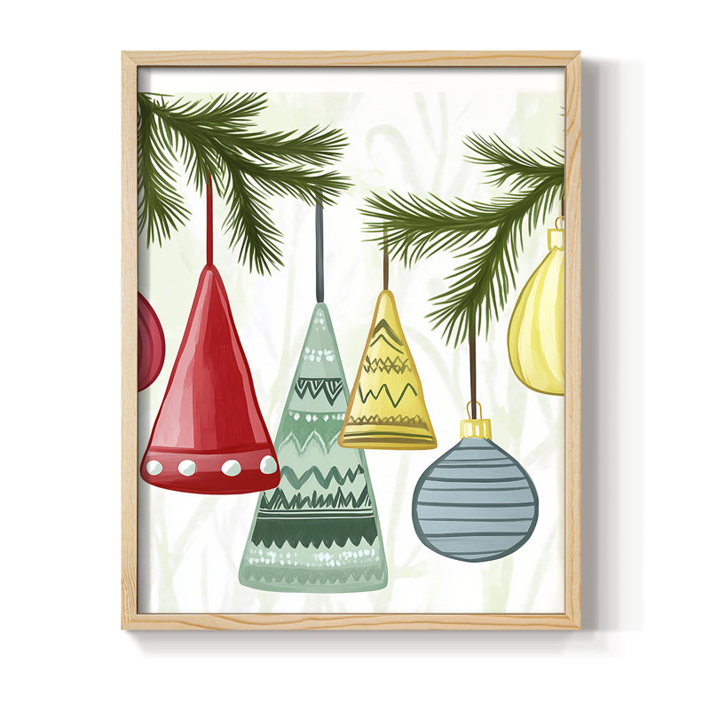 «Christmas Holiday», reproduction d'art encadrée - Bois massif, Naturel, H 11 po x l 9 po