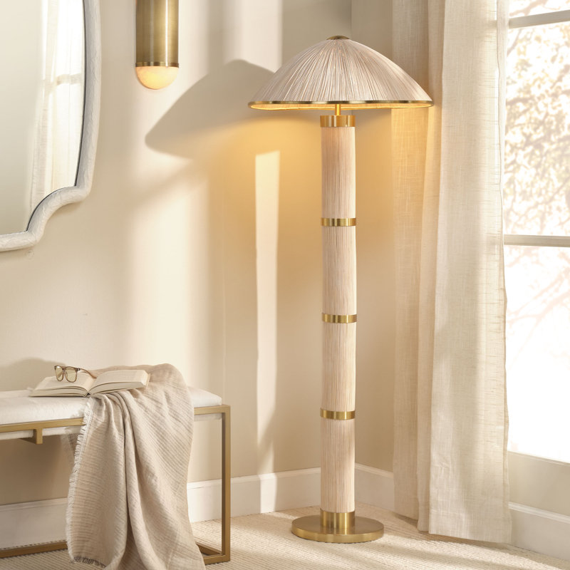 Lampe sur pied en rotin 2 lumières Seychelles