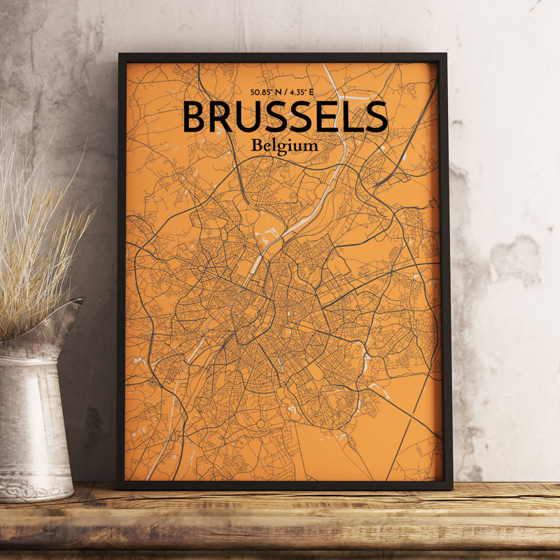 Brussels City Map - No Frame Print, 70.1cm H x 50cm W x 0.13cm D