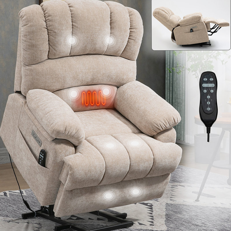 Fauteuil inclinable électrique en chenille de 23 po de large et à dossier haut avec massage par vibration à 8 points et chauffage lombaire