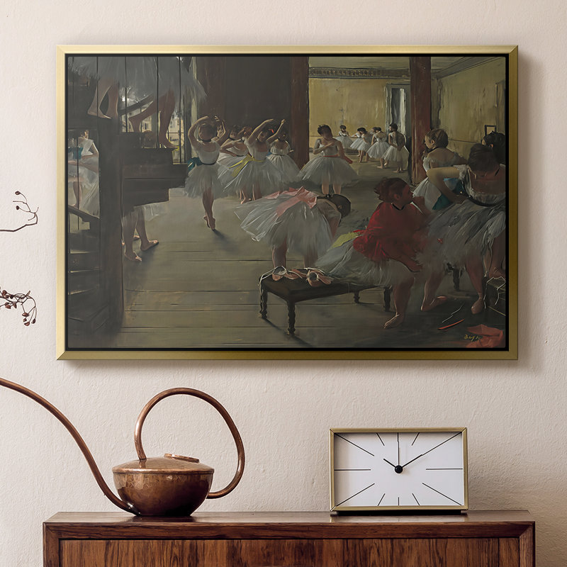 Le cours de danse, c. 1873 - Edgar Degas - Toile tendue avec châssis encadrée, 16 x 24, Doré