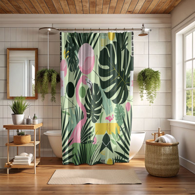 Rideau de douche Flamingo Palm - Premium