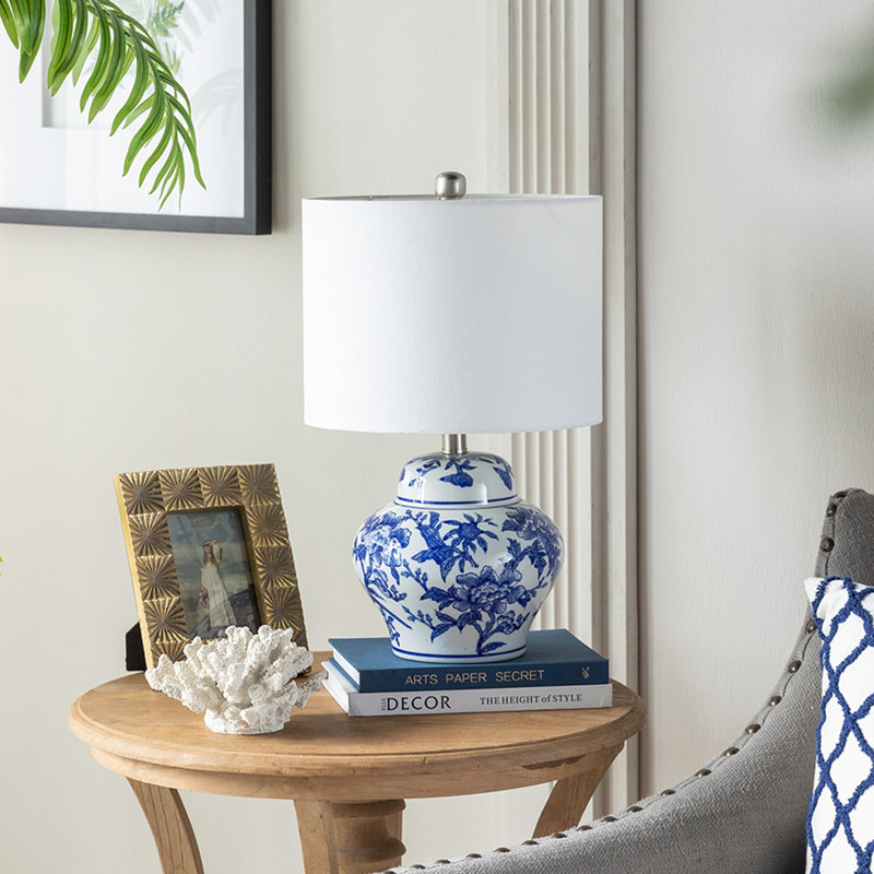 D12x19.3" Blue And White Ceramic Vase Lamp