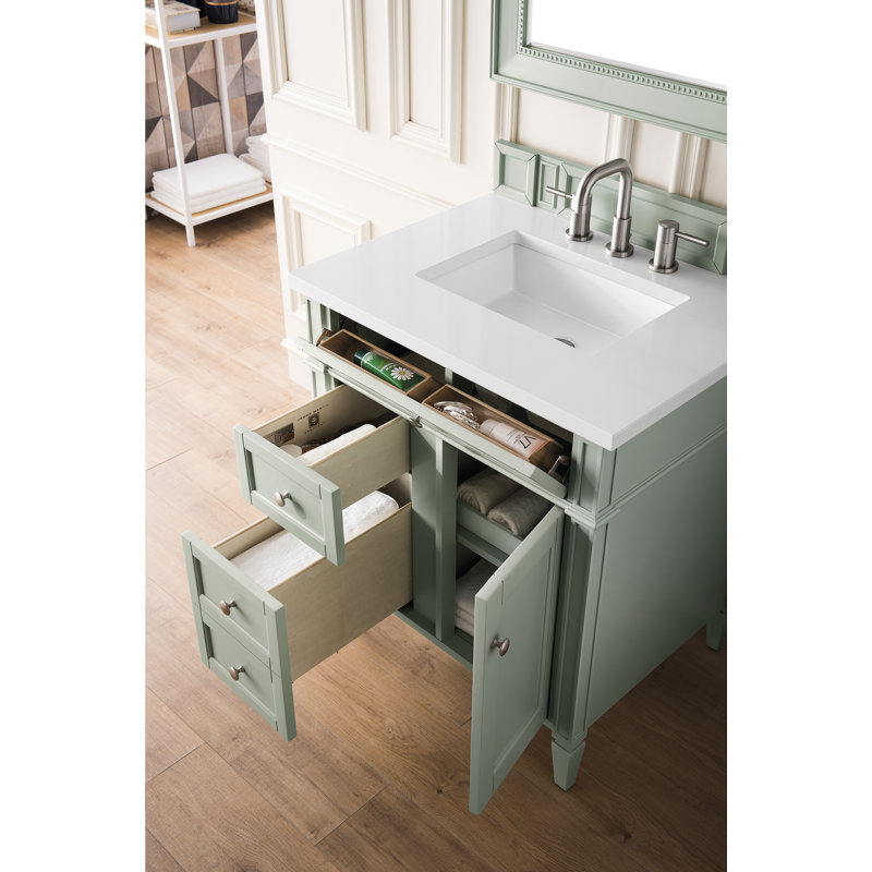 Brittany 30'' W Single Vanity, Sage Green, White Zeus, 8" Widespread