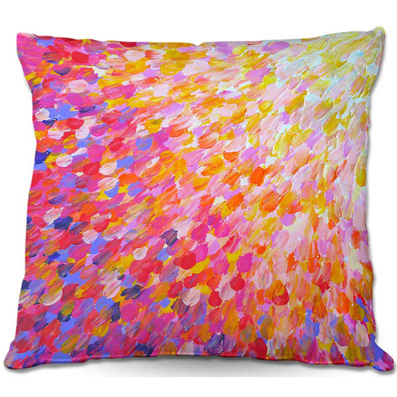 Reversible Throw Pillow, 16" x 16", Pink/Orange/Yellow