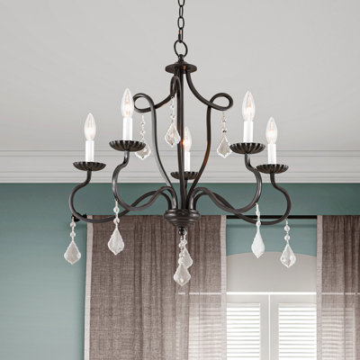 Lustre classique / traditionnel à 5 lumières de style bougie Doncaster avec détails en cristal Doncaster