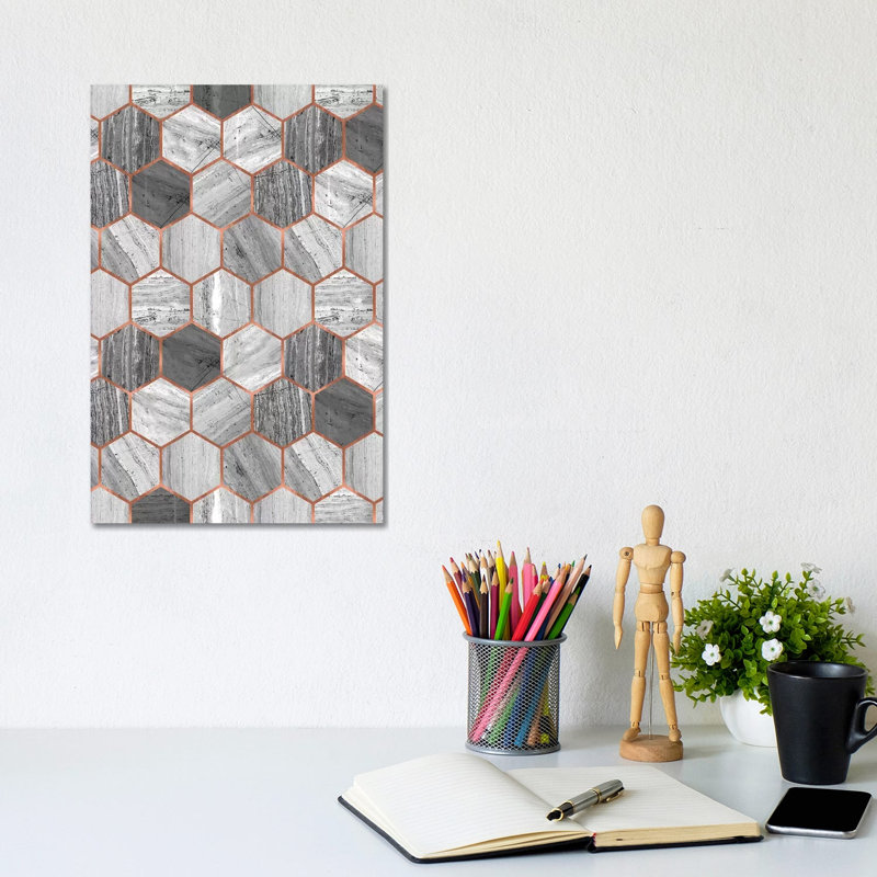 Hexagonal Marble 1 Piece Wrapped Canvas Wall Art, 20.32 cm H x 30.48 cm W