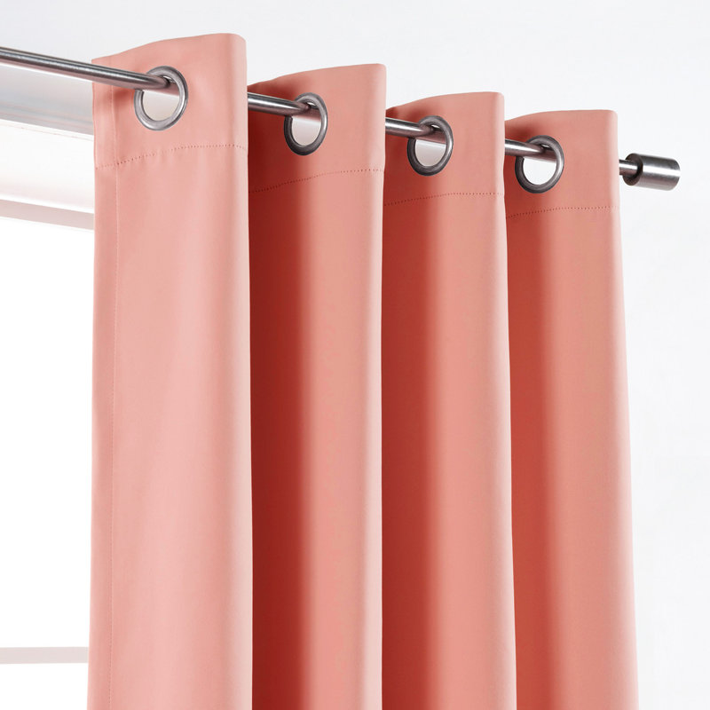 Schaeffer Solid Blackout Thermal Grommet Curtain Panels, 52" W x 54" L, Coral