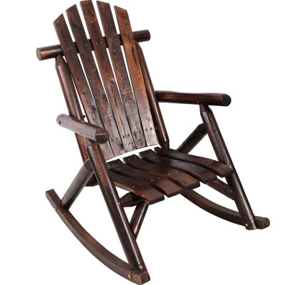 Brown Fir Log Patio Rocker, Ergonomic Design For Lower Back Relaxation, Simple Assembly Guide Rocker And Lawn Fire Pit, Comfortable Sitting, Easy Work