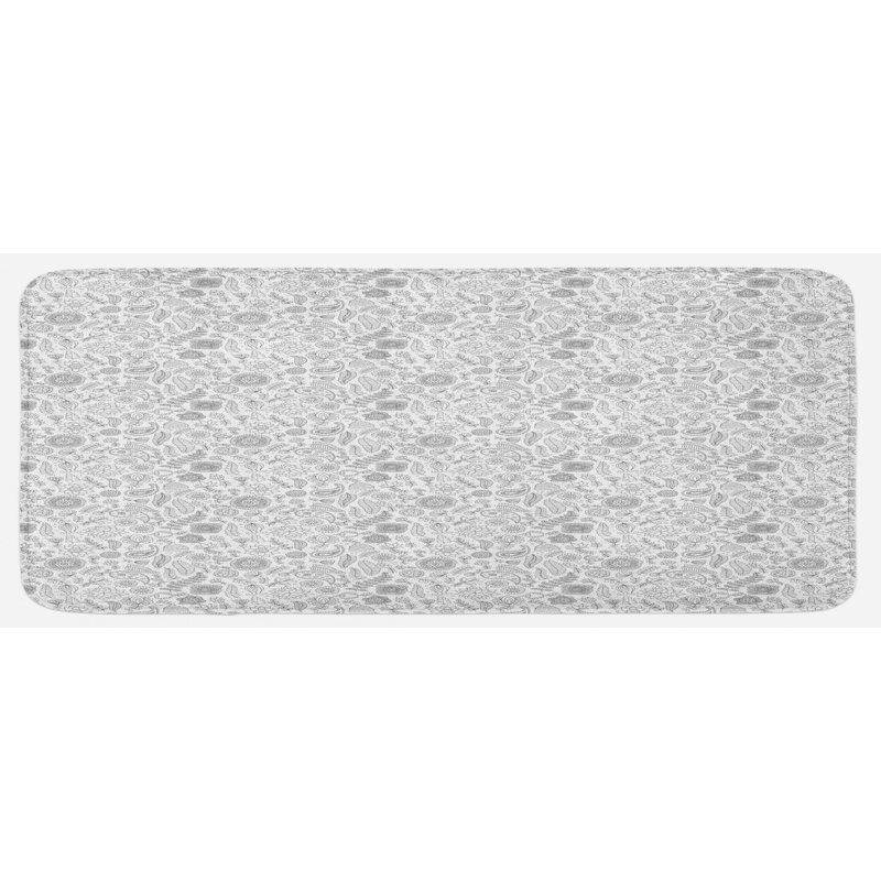Traditional Floral Synthetic Kitchen Mat