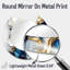«Storz Abstract Geode Gold and Blue Marble Shape III» - miroir en marbre, miroir mural rond bleu, impression sur métal-856626221