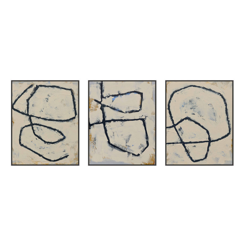 Twisted 4, 5, 6 by Jacques Pilon - 3 Piece Print Set, Black Framed Canvas, 30" H x 24" W x 1.25" D