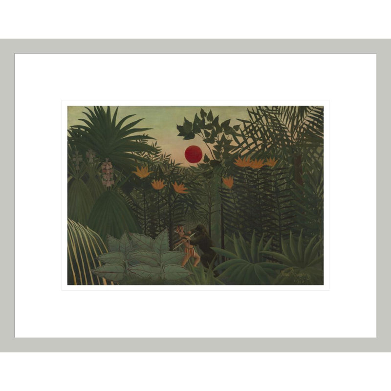 «Tropical Landscape - An American American Fighting with a Gorilla» par Henri Rousseau, impression giclée encadrée