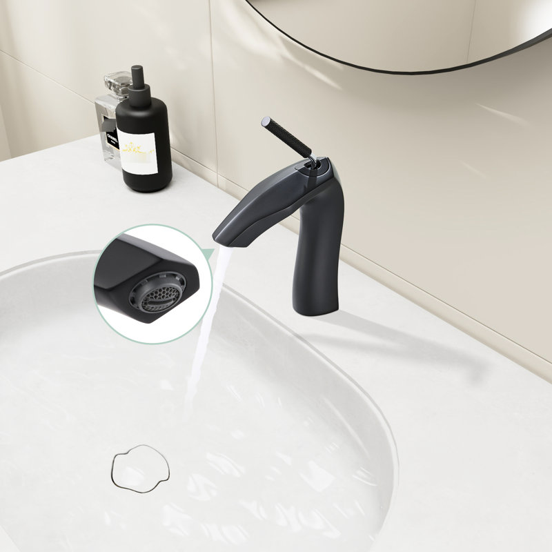 Robinet de lavabo de salle de bain noir mat, poignée simple, laiton, robinet de haute performance, fixé au comptoir