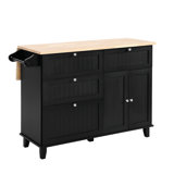 TOPMAX Farmhouse Kitchen Island Set With Drop Leaf And 2 Seatings,Dining Table Set With Storage Cabinet, Drawers And Towel Rack