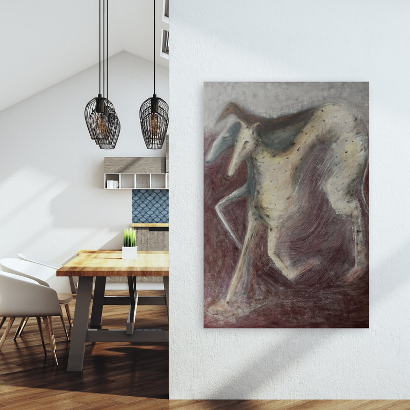 «The Hunt», impression abstraite et élégante sur toile de cheval éthéré, 60" H x 40" W