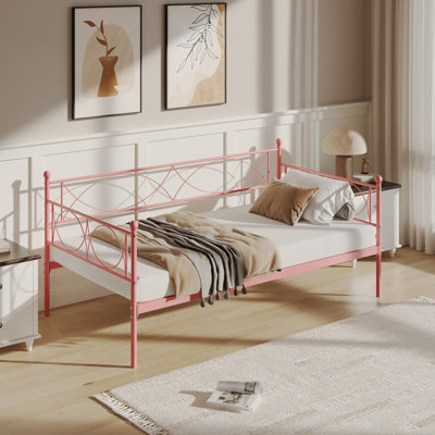 Twin daybed with Trundle, Metal Twin Daybed, Day Bed Sofa Bed Frame with Steel Slat Support, Multifunctional Daybed Frame