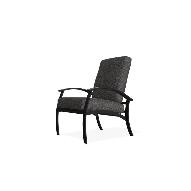 Chaise avec accoudoirs à coussin profond Belle Isle, Noir, Toile Sunbrella® beige chiné