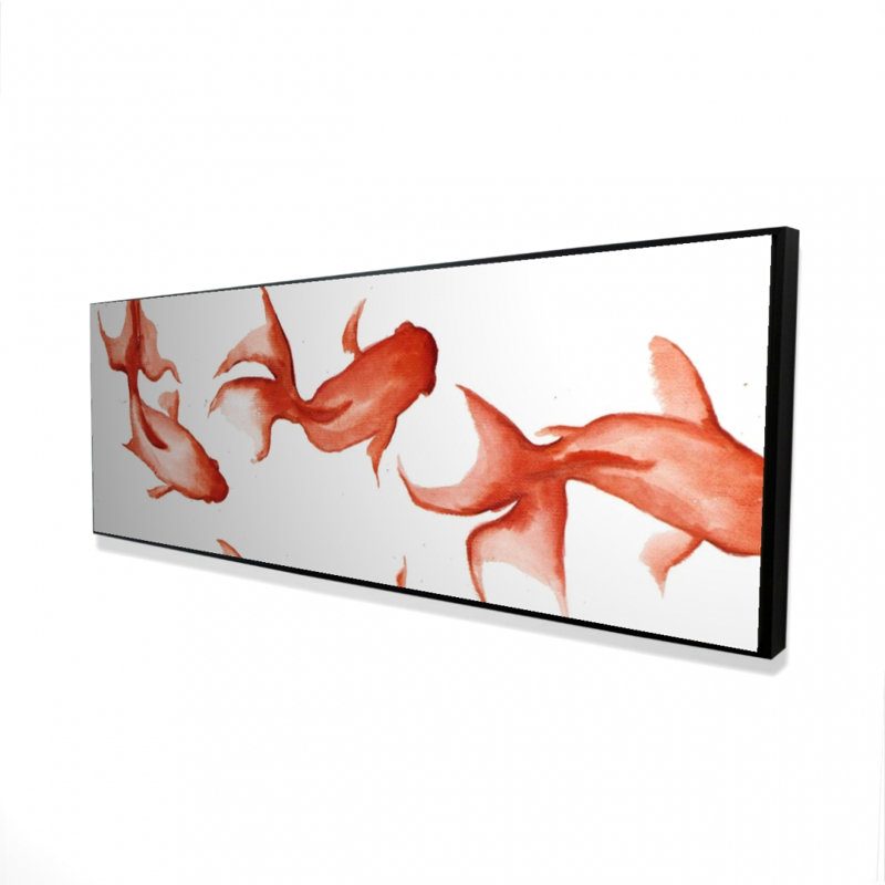Petits poissons rouges - Toile avec cadre