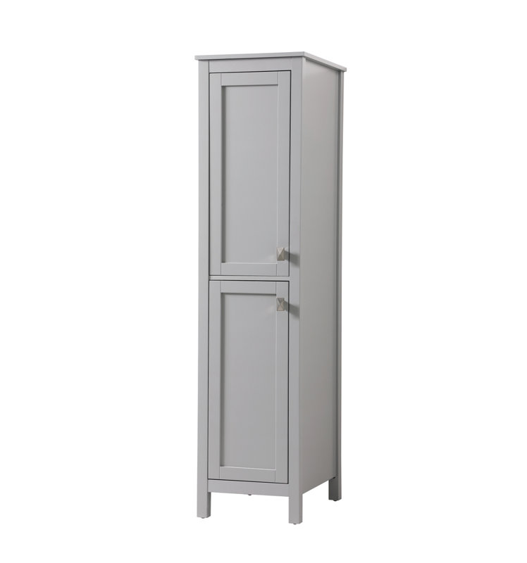Destinymarie Linen Cabinet, Grey/Brushed Nickel, 65"H x 16"W x 22"D