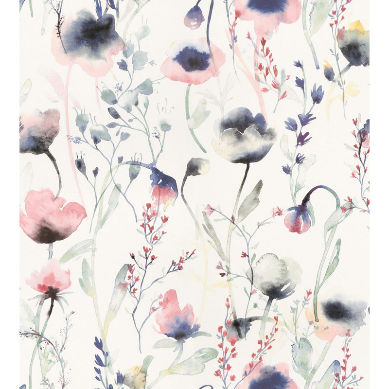 Jordnara Floral Wallpaper Roll, Pink/Purple/Gray