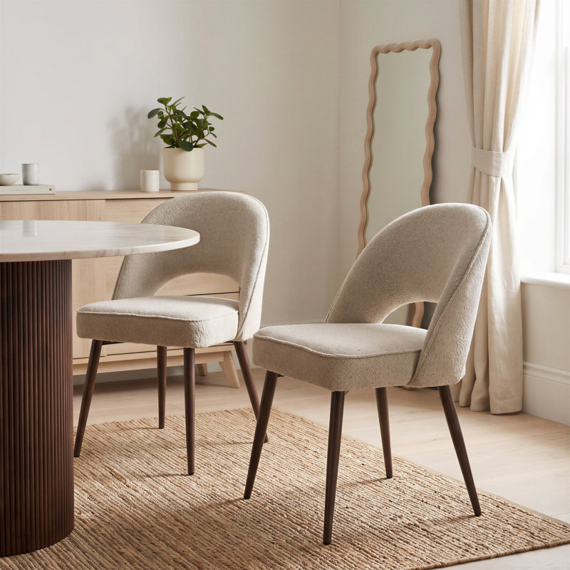 Chaises de salle à manger Plush Boucle, Crème