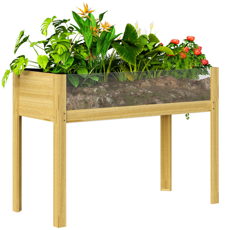 Boîte à fleurs surélevée en bois, H 31,5 po x l 43,3 po x P 19,7 po